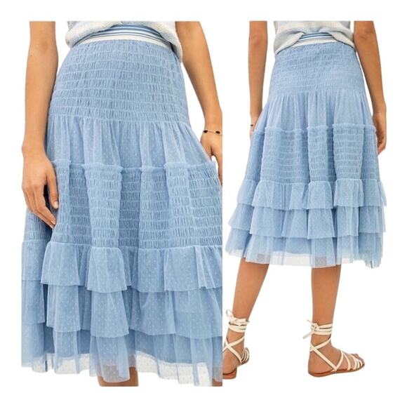 Anthropologie Maeve Tulle Midi Skirt Size Small Color: Blue - Picture 9 of 12